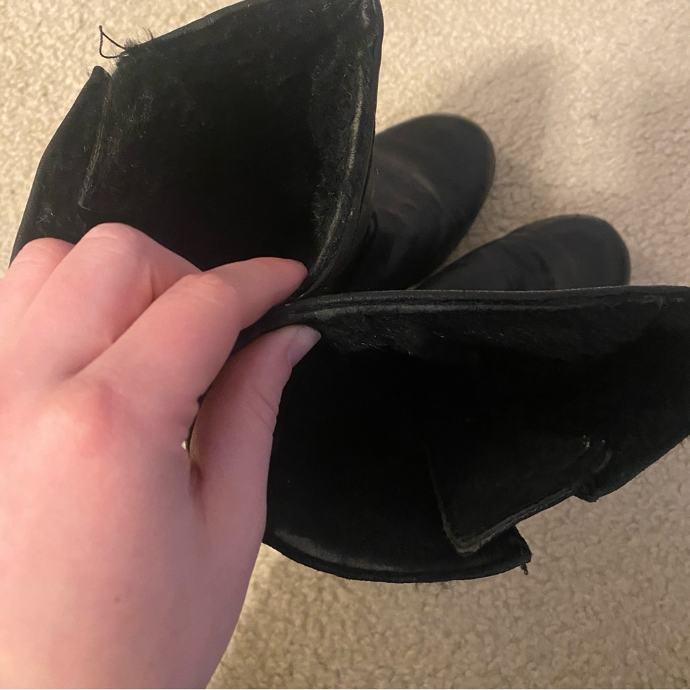 Jimmy Choo Leather Buckle Biker Fur Lined Boots - Picture 9 of 11